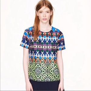 J.Crew Floral Gemstone Silk Top